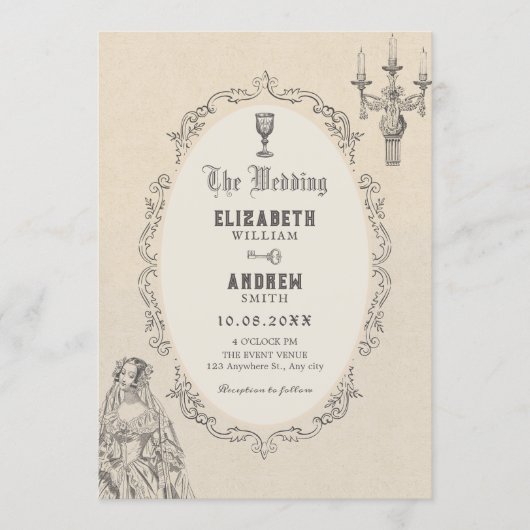 Vintage victorian wedding kaart (Voorkant)
