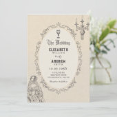 Vintage victorian wedding kaart (Staand voorkant)
