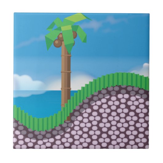 Vintage videogame palmbomen. tegeltje (Voorkant)