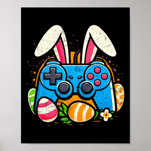 Vintage videogamecontroller Paashaas Gamer Bo Poster (Voorkant)