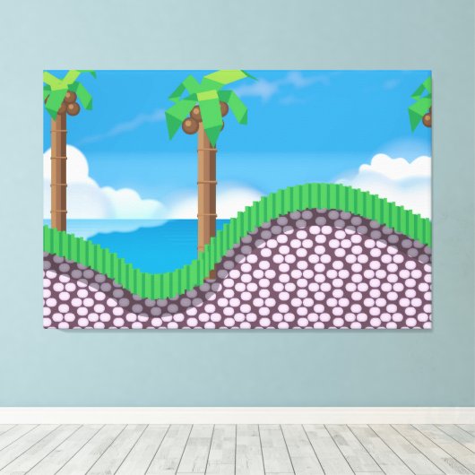 Vintage videospelpalmboom. canvas afdruk (Insitu (Houten vloer))