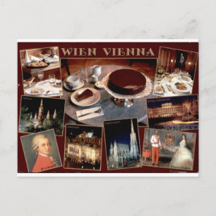 Vintage Vienese koffiecake en Landmarks Multiview Briefkaart