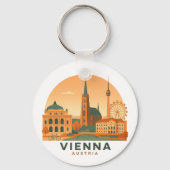 Vintage Vienna Austria Keychain – Retro Travel Art (Voorkant)
