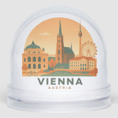 Vintage Vienna Austria Retro Travel Snow Globe Sneeuwbol (Voorkant)