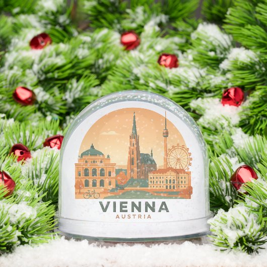 Vintage Vienna Austria Retro Travel Snow Globe Sneeuwbol (Kerstmis)