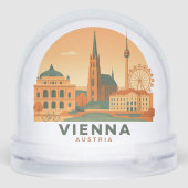 Vintage Vienna Austria Retro Travel Snow Globe Sneeuwbol (Achterkant)