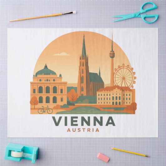 Vintage Vienna Austria Tissue Paper – Retro Travel Tissuepapier (Craft)