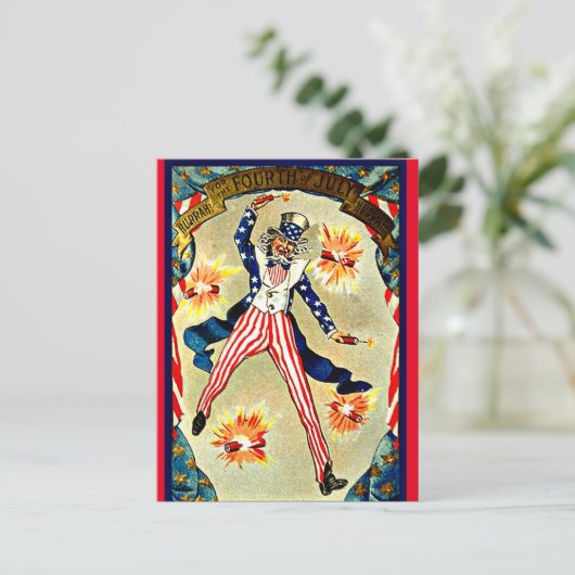 Vintage Vierde verjaardag juli Briefkaart (Staand voorkant)