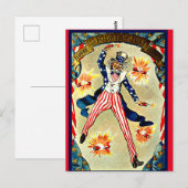 Vintage Vierde verjaardag juli Briefkaart (Voorkant / Achterkant)