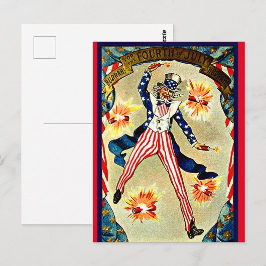 Vintage Vierde verjaardag juli Briefkaart (Voorkant / Achterkant)