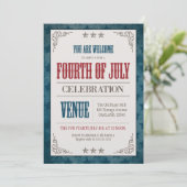 Vintage Vierde verjaardag juli Kaart (Staand voorkant)