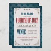 Vintage Vierde verjaardag juli Kaart (Voorkant / Achterkant)