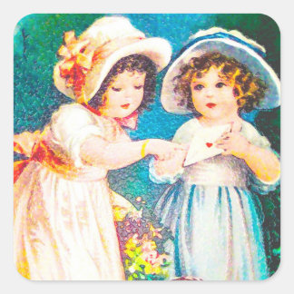 Vintage Vierkante Sticker