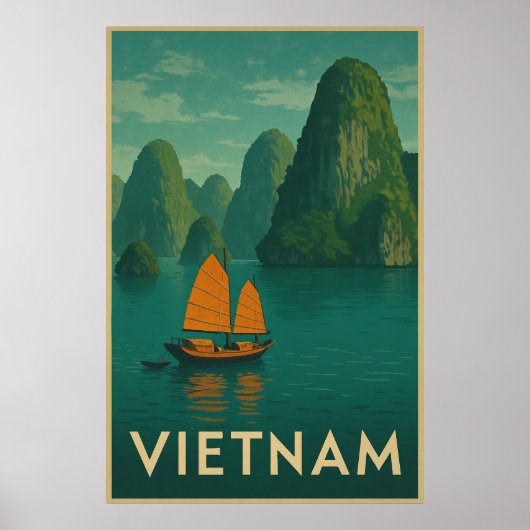 Vintage Vietnam Schilderachtig Meer Poster (Voorkant)
