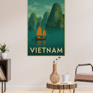 Vintage Vietnam Schilderachtig Meer Poster