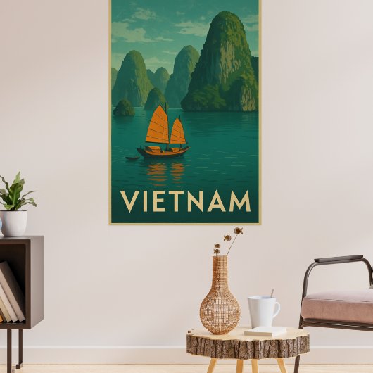 Vintage Vietnam Schilderachtig Meer Poster (Woonkamer 3)