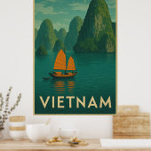 Vintage Vietnam Schilderachtig Meer Poster (Keuken)