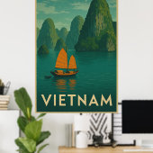 Vintage Vietnam Schilderachtig Meer Poster (Thuiskantoor)