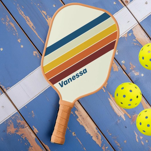 Vintage vijf Gestreept met Naam Pickleball Paddle