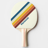 Vintage Vijf Gestreept met Naam Tafeltennisbatje (Voorkant)