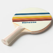 Vintage Vijf Gestreept met Naam Tafeltennisbatje (Voorkant Gekanteld)