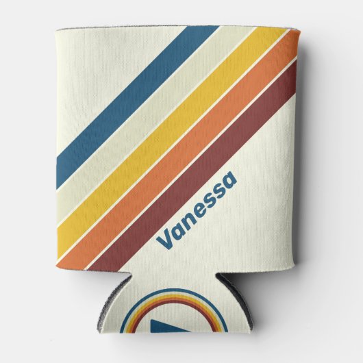 Vintage Vijf Strepen met Naam Blikjeskoeler (Voorkant)