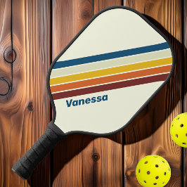 Vintage Vijf Strepen met Naam Pickleball Paddle