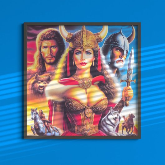 Vintage Viking krijger vrouw Poster