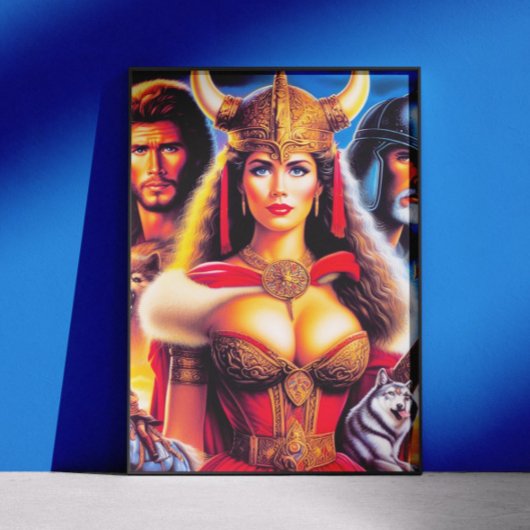 Vintage Viking krijger vrouw Poster