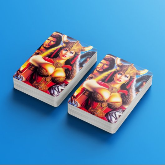 Vintage Viking Warrior Woman Pokerkaarten