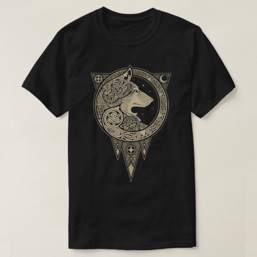 Vintage Vikings celtische mythologie fenrir Wolf T-shirt (Design voorkant)