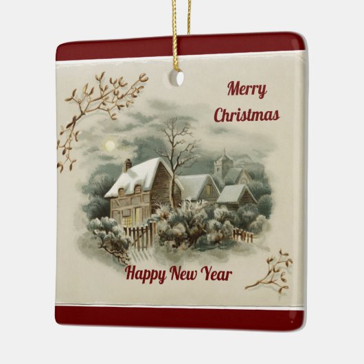 Vintage Village Scene Ceramic Ornament (Links)