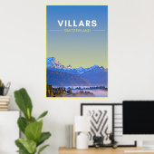 Vintage Villars Zwitserland Art poster (Thuiskantoor)