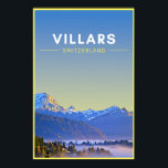 Vintage Villars Zwitserland Art poster<br><div class="desc">Deze digitale kunstcreatie zal een spetter van kleur op om het even welke muur geven. Een perfect cadeau voor een natuur minnaar. De foto van de bergen werd genomen op een slechte herfstdag uit mijn balkon in Zwitserland. Het humeurige afbeelding werd toen veranderd in een oude poster. Bekijk mijn winkel...</div>