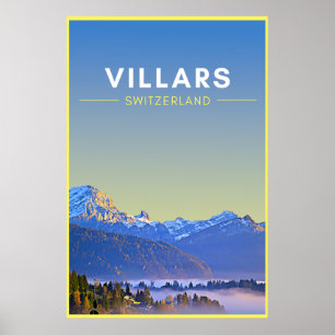 Vintage Villars Zwitserland Art poster
