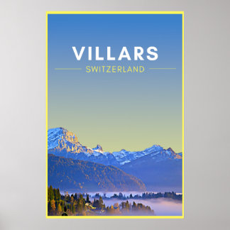 Vintage Villars Zwitserland Art poster