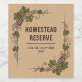 Vintage Vineyard Border Wijn Etiket (Enkel label)