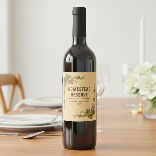 Vintage Vineyard Border Wijn Etiket