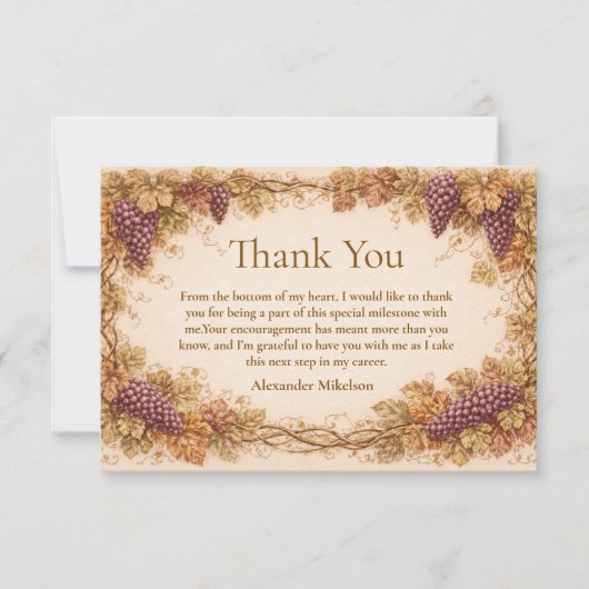 Vintage Vineyard Graduation Party Bedankkaart (Voorkant)