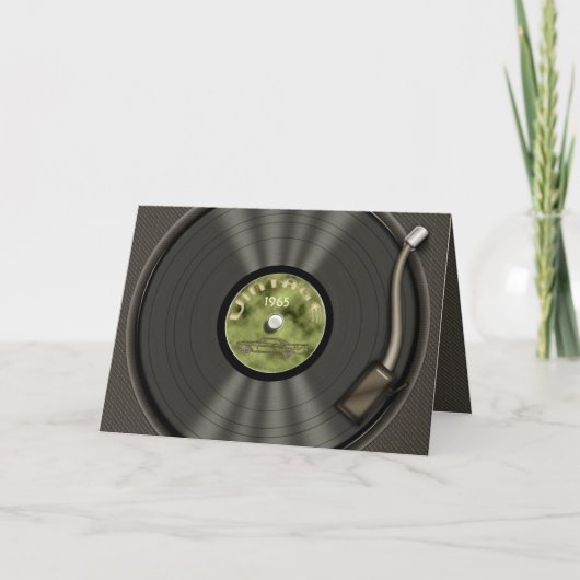 Vintage Vinyl Record (green) Kaart (Voorkant)