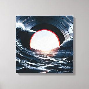 Vintage Vinyl Surf Golf Oceaan Retro Muziek Canvas Afdruk