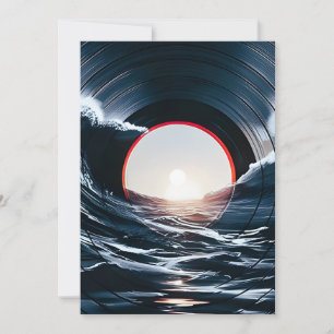 Vintage Vinyl Surf Golf Oceaan Retro Muziek Feestdagenkaart