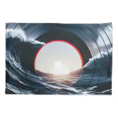 Vintage Vinyl Surf Golf Oceaan Retro Muziek Kussensloop (Achterkant)