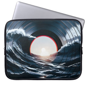 Vintage Vinyl Surf Golf Oceaan Retro Muziek Laptop Sleeve