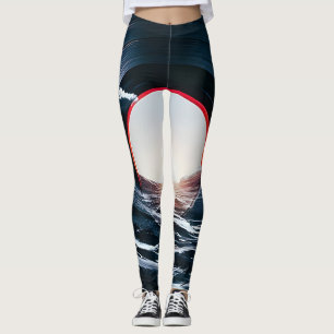Vintage Vinyl Surf Golf Oceaan Retro Muziek Leggings