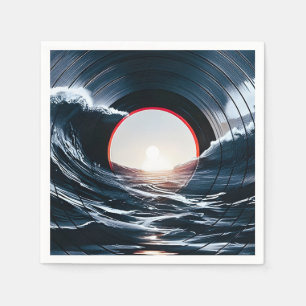 Vintage Vinyl Surf Golf Oceaan Retro Muziek Servet