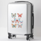 Vintage Vinyl Vlinder Vel van 7 Stickers (Koffer)