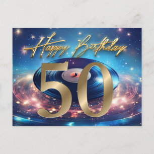 Vintage vinylplaat Happy 50th Verjaardag Briefkaart