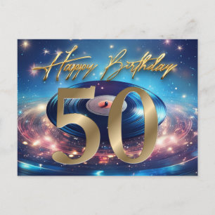 Vintage vinylplaat Happy 50th Verjaardag Briefkaart
