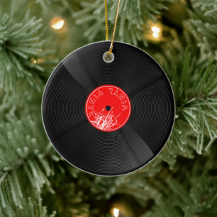 Vintage Vinylplaat - Kerstcadeau voor muziekfans Keramisch Ornament